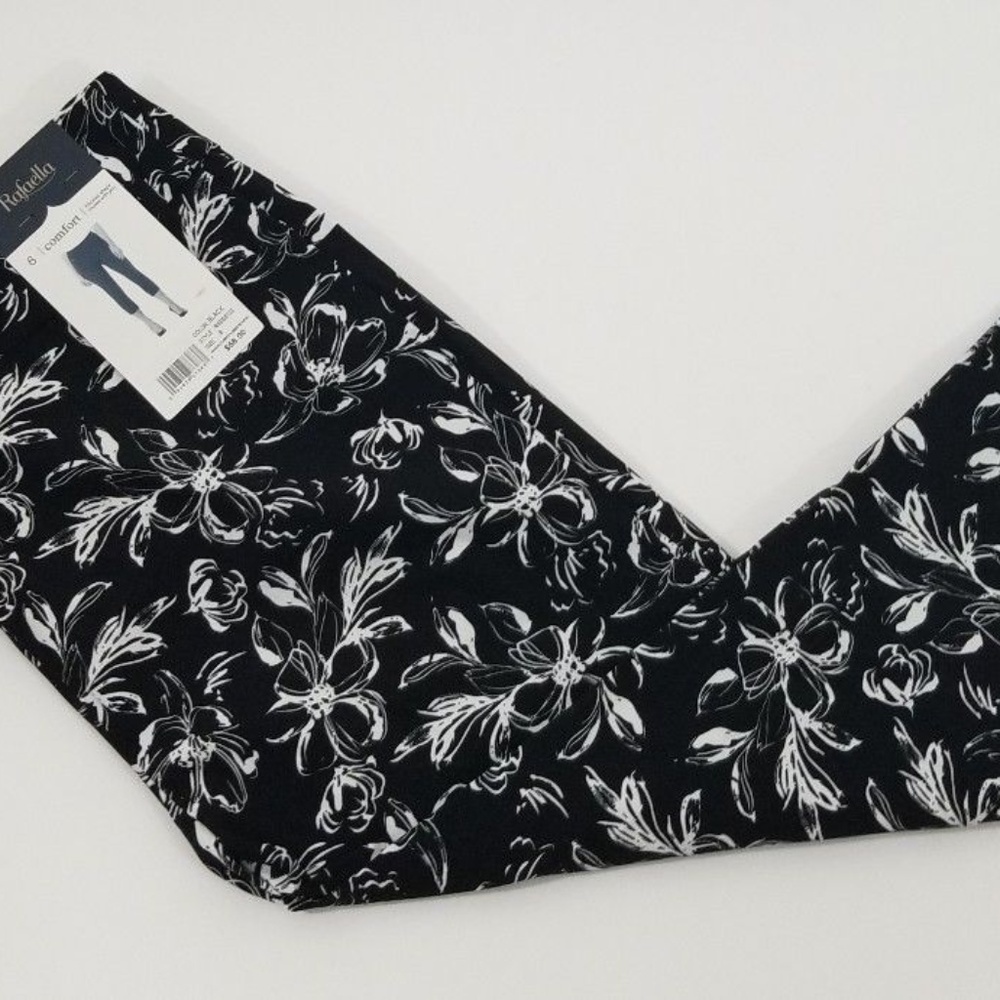 Rafaella Comfort Black Floral Print Size 8